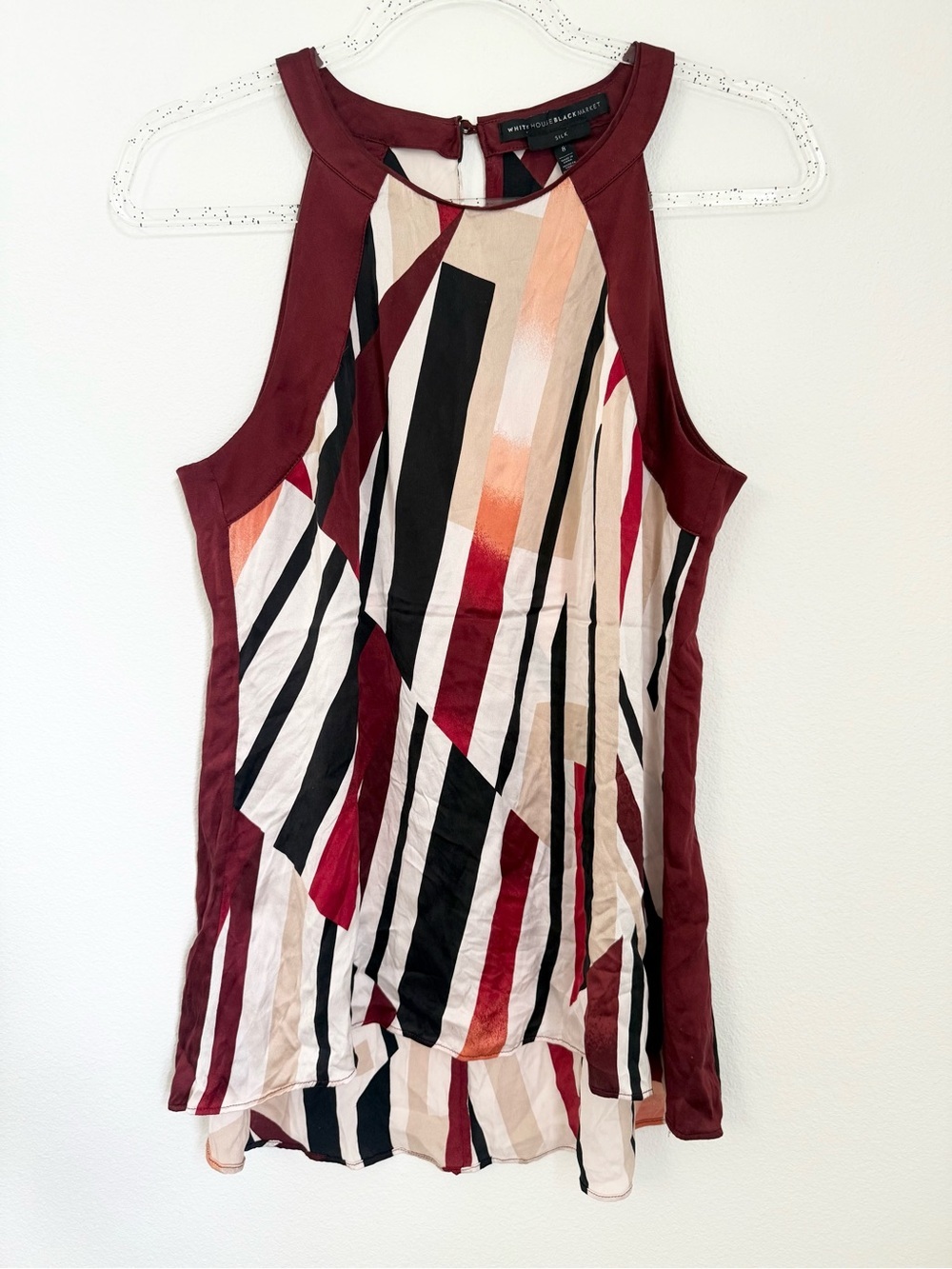 White House Black Market Multicolor The High-low Quite luxury 100% Silk Size 8
